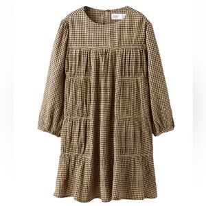 Zara Kids Tan Checkered Casual Dress